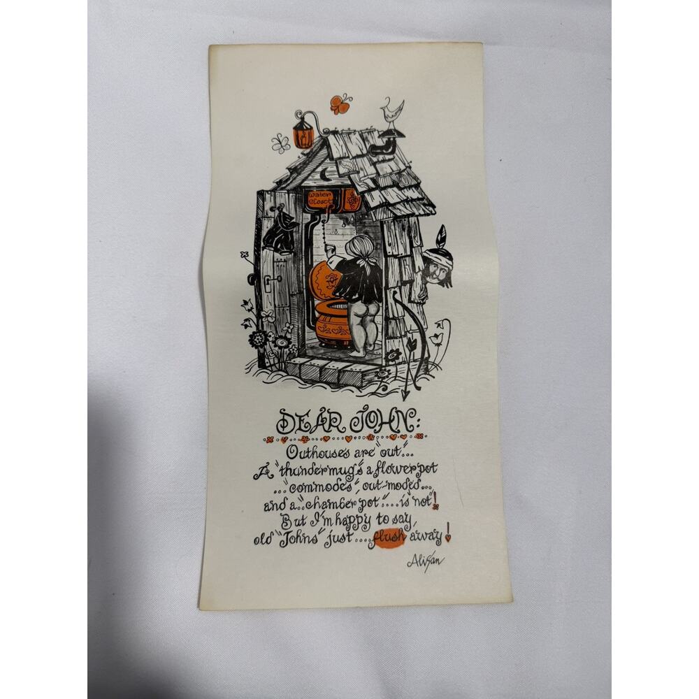 Riddle/Poems Bathroom Vintage Whimsical, Humorous, Illustration Prints Set 2